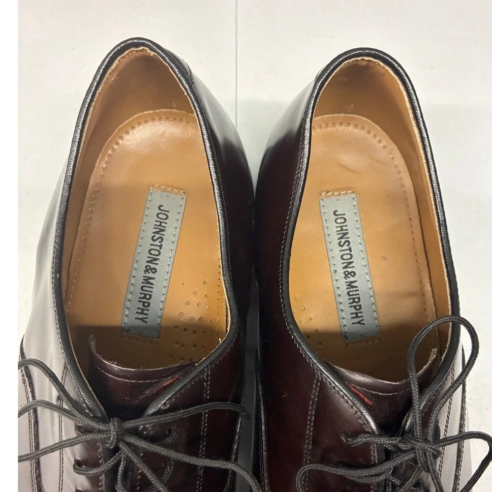 Johnston & Murphy Melton Cap Toe Oxford Men's Size 10.5 3E Bordeaux Dress Shoes